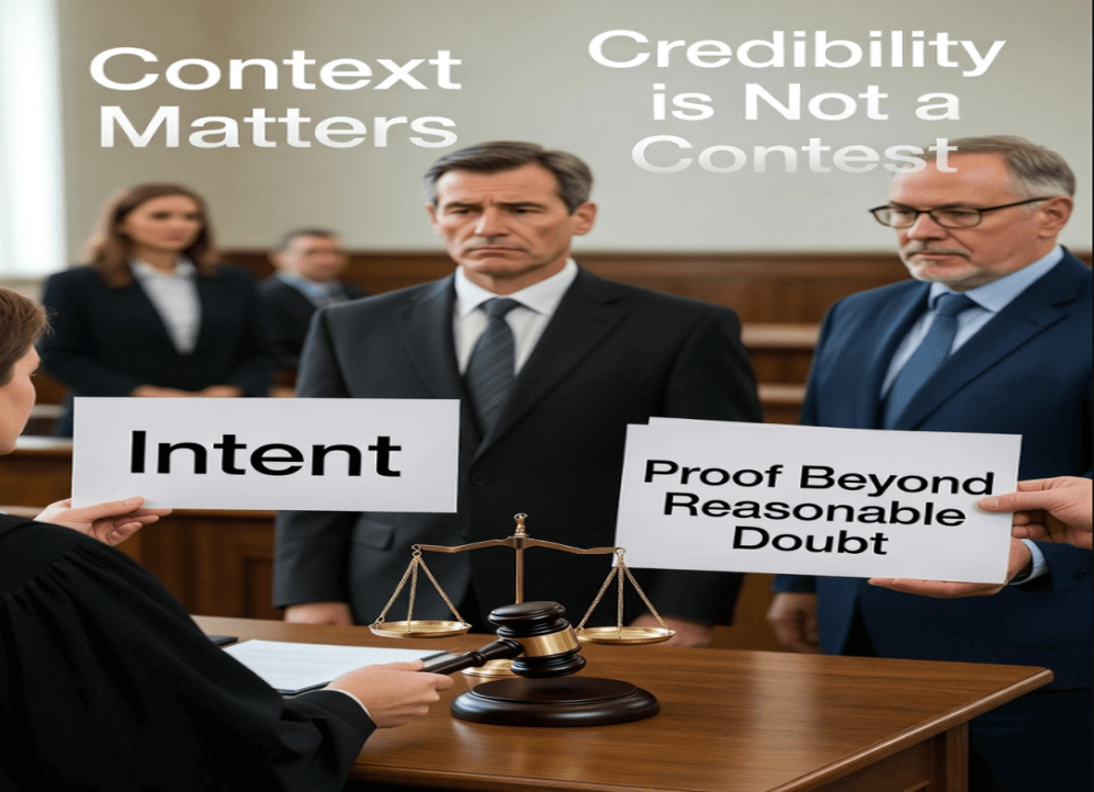 a court image highlighting that intent and context matter when trying to prove guilt